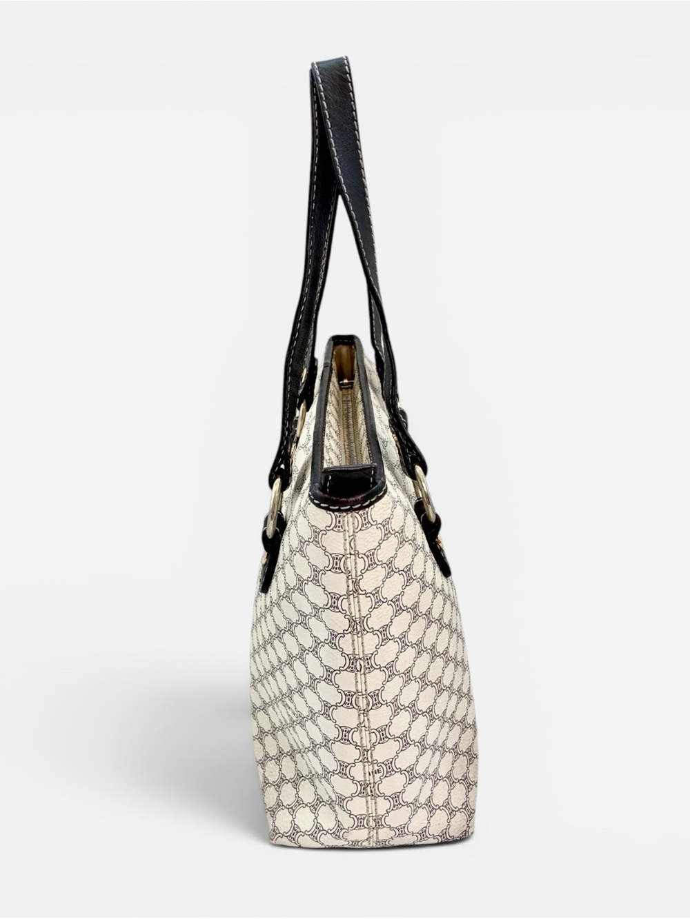 Celine Macadam Tote Bag Vintage Ivory Brown Shoulder Bag - Picture 6 of 15